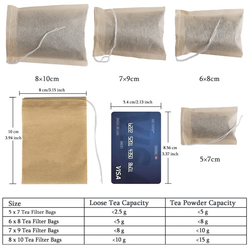 NEPAK 600 Pcs Disposable Tea Filter Bags for Loose Tea,Drawstring Empty Bag for Loose Leaf Tea,with 100% Natural Unbleached Paper(3.15 x 3.94 inch) - Image 3
